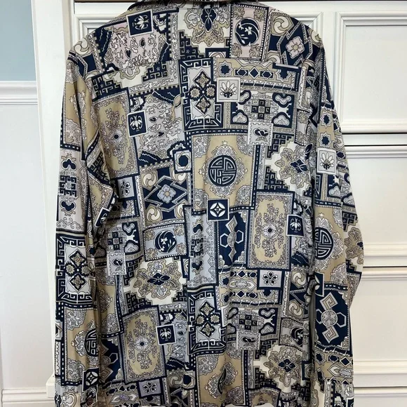 Vintage Butterfly collar Cortini Knit  Patterned Button-Up Shirt - Picture 3 of 6